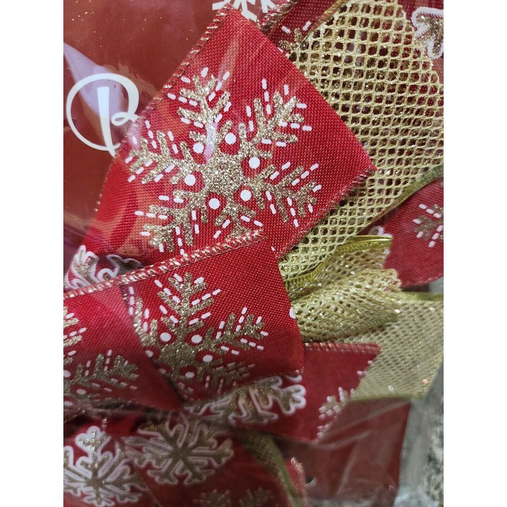 Christmas Tree Topper Bow with Glitter Satin Mesh Streamer Decor 56 Inches - Picture 2 of 4
